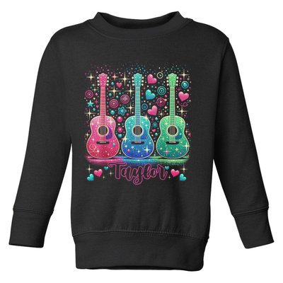 Girl Retro Taylor First Name Personalized Groovy 80'S P.i.n.k. Toddler Sweatshirt