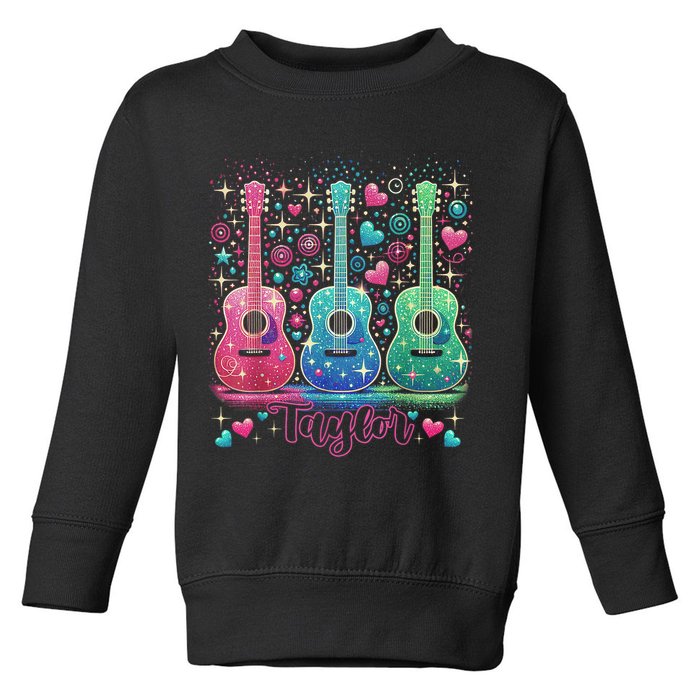 Girl Retro Taylor First Name Personalized Groovy 80'S P.i.n.k. Toddler Sweatshirt