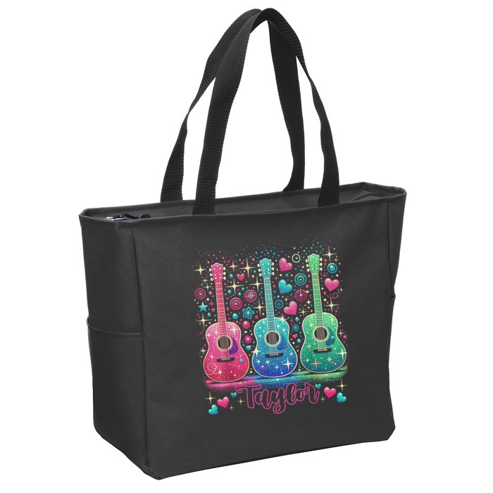 Girl Retro Taylor First Name Personalized Groovy 80'S P.i.n.k. Zip Tote Bag