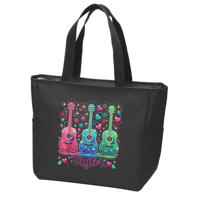 Girl Retro Taylor First Name Personalized Groovy 80'S P.i.n.k. Zip Tote Bag