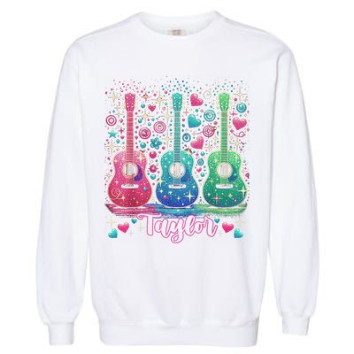 Girl Retro Taylor First Name Personalized Groovy 80'S P.i.n.k. Garment-Dyed Sweatshirt