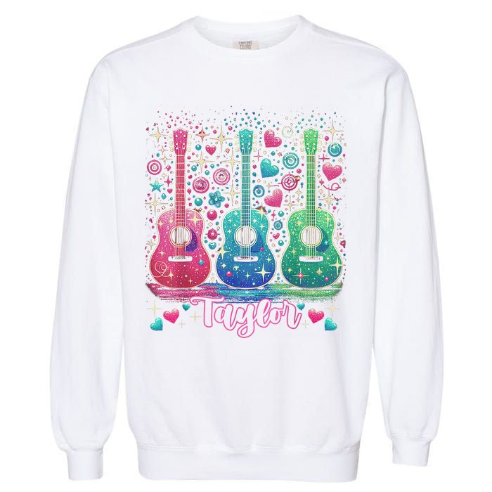 Girl Retro Taylor First Name Personalized Groovy 80'S P.i.n.k. Garment-Dyed Sweatshirt