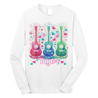 Girl Retro Taylor First Name Personalized Groovy 80'S P.i.n.k. Long Sleeve Shirt