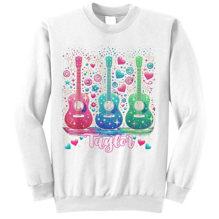 Girl Retro Taylor First Name Personalized Groovy 80'S P.i.n.k. Sweatshirt