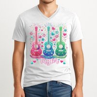 Girl Retro Taylor First Name Personalized Groovy 80'S P.i.n.k. V-Neck T-Shirt
