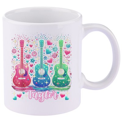 Girl Retro Taylor First Name Personalized Groovy 80'S P.i.n.k. 11oz C Handle Ceramic Mug