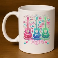 Girl Retro Taylor First Name Personalized Groovy 80'S P.i.n.k. 11oz C Handle Ceramic Mug