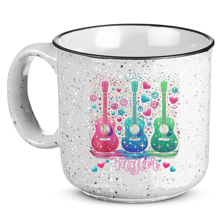 Girl Retro Taylor First Name Personalized Groovy 80'S P.i.n.k. 15oz Campfire Ceramic Mug