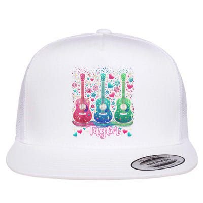 Girl Retro Taylor First Name Personalized Groovy 80'S P.i.n.k. Flatbill Hat