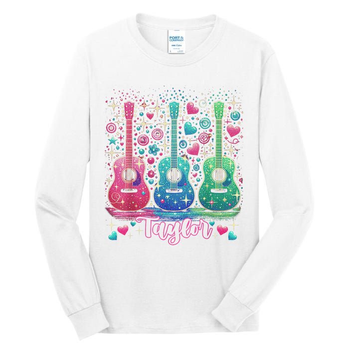 Girl Retro Taylor First Name Personalized Groovy 80'S P.i.n.k. Tall Long Sleeve T-Shirt