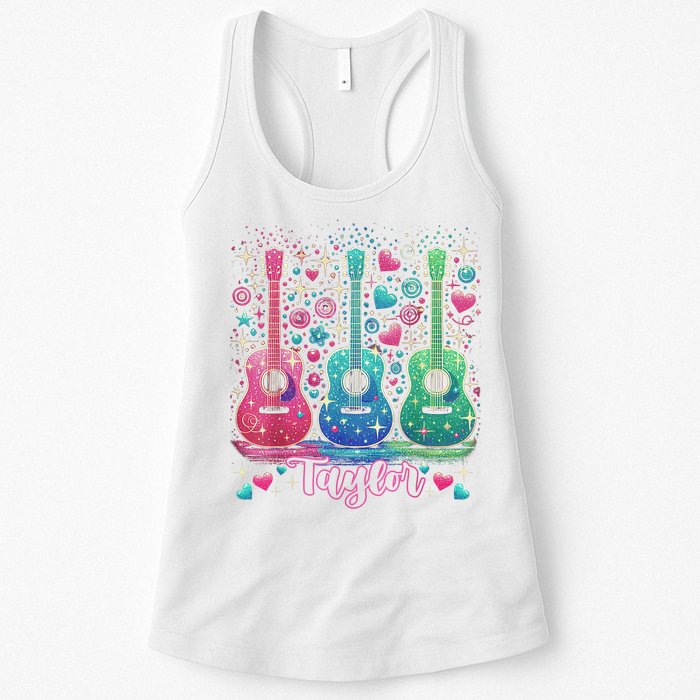 Girl Retro Taylor First Name Personalized Groovy 80'S P.i.n.k. Womens Tank Top