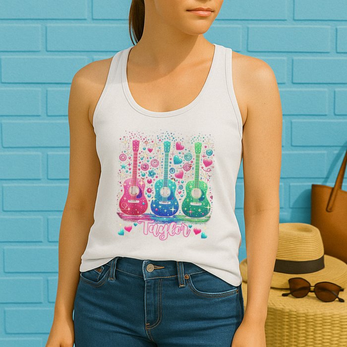 Girl Retro Taylor First Name Personalized Groovy 80'S P.i.n.k. Womens Tank Top
