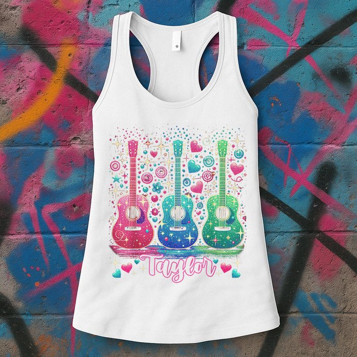 Girl Retro Taylor First Name Personalized Groovy 80'S P.i.n.k. Womens Tank Top
