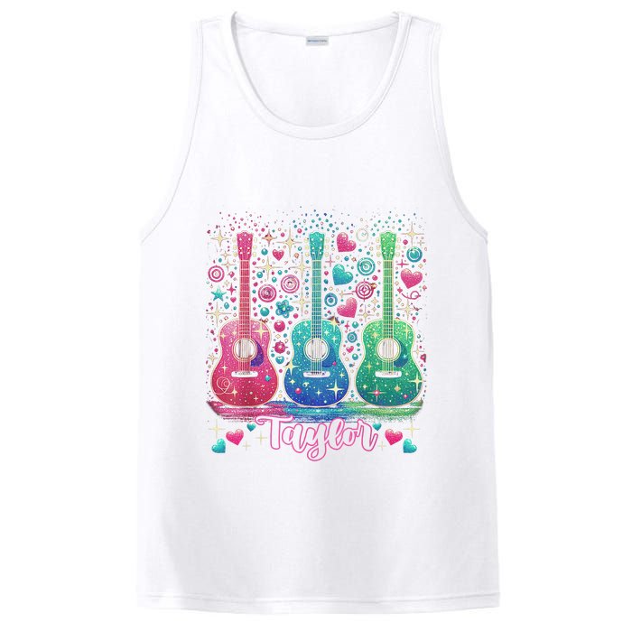 Girl Retro Taylor First Name Personalized Groovy 80'S P.i.n.k. PosiCharge Competitor Tank