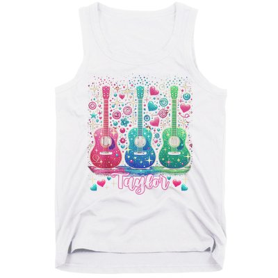 Girl Retro Taylor First Name Personalized Groovy 80'S P.i.n.k. Tank Top