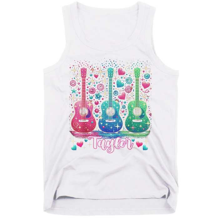 Girl Retro Taylor First Name Personalized Groovy 80'S P.i.n.k. Tank Top