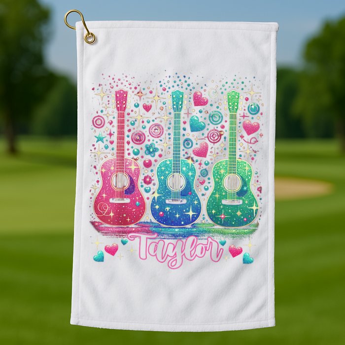 Girl Retro Taylor First Name Personalized Groovy 80'S P.i.n.k. Golf Towel