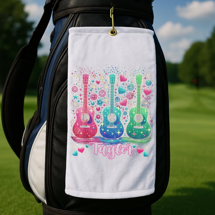 Girl Retro Taylor First Name Personalized Groovy 80'S P.i.n.k. Golf Towel