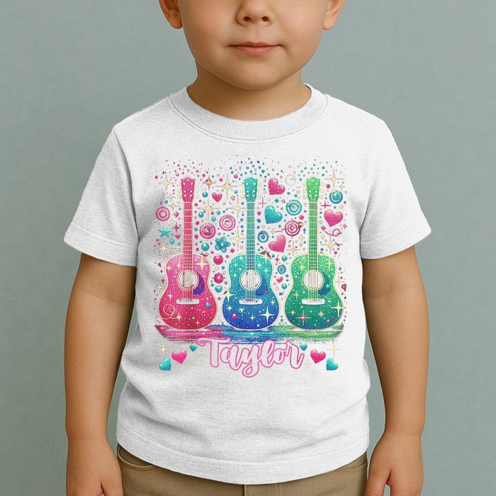 Girl Retro Taylor First Name Personalized Groovy 80'S P.i.n.k. Toddler T-Shirt