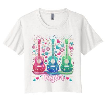 Girl Retro Taylor First Name Personalized Groovy 80'S P.i.n.k. Crop Top