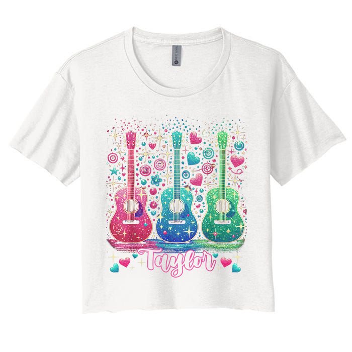 Girl Retro Taylor First Name Personalized Groovy 80'S P.i.n.k. Crop Top