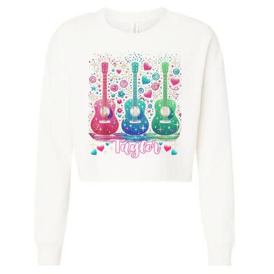 Girl Retro Taylor First Name Personalized Groovy 80'S P.i.n.k. Cropped Pullover Crew