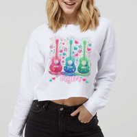 Girl Retro Taylor First Name Personalized Groovy 80'S P.i.n.k. Cropped Pullover Crew