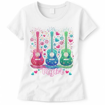 Girl Retro Taylor First Name Personalized Groovy 80'S P.i.n.k. Womens T-Shirt