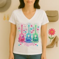 Girl Retro Taylor First Name Personalized Groovy 80'S P.i.n.k. Women's V-Neck T-Shirt