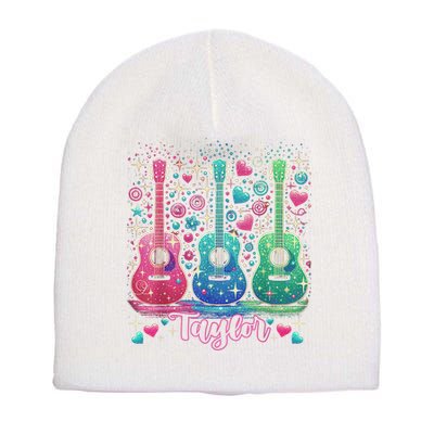 Girl Retro Taylor First Name Personalized Groovy 80'S P.i.n.k. Short Acrylic Beanie