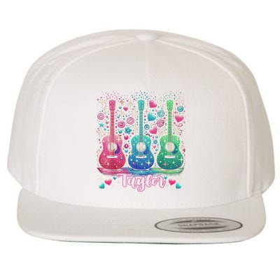 Girl Retro Taylor First Name Personalized Groovy 80'S P.i.n.k. Wool Snapback Cap