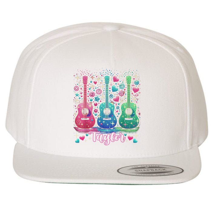 Girl Retro Taylor First Name Personalized Groovy 80'S P.i.n.k. Wool Snapback Cap