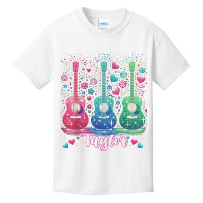 Girl Retro Taylor First Name Personalized Groovy 80'S P.i.n.k. Kids T-Shirt
