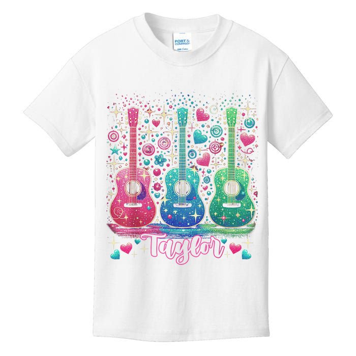 Girl Retro Taylor First Name Personalized Groovy 80'S P.i.n.k. Kids T-Shirt