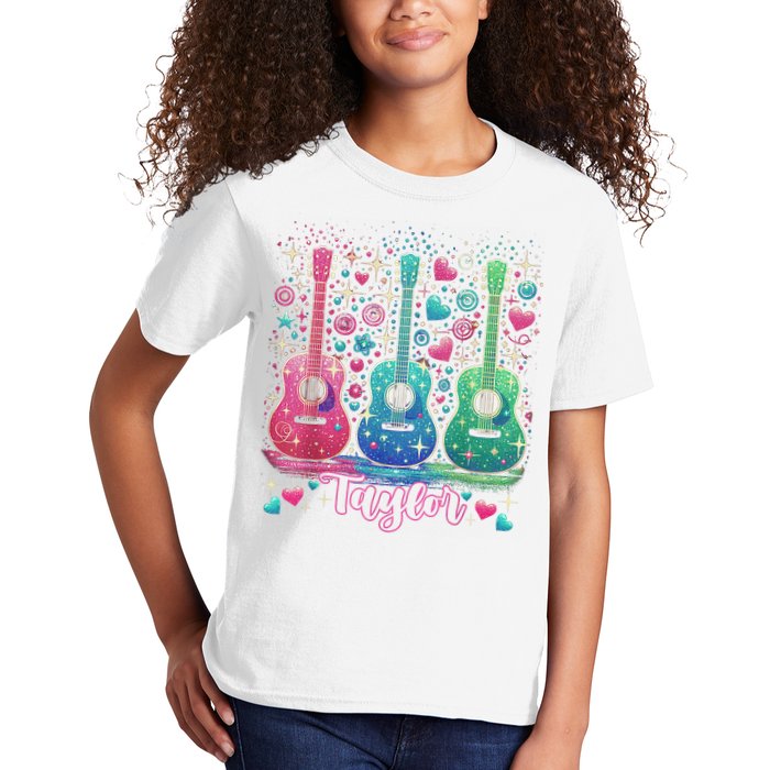 Girl Retro Taylor First Name Personalized Groovy 80'S P.i.n.k. Kids T-Shirt