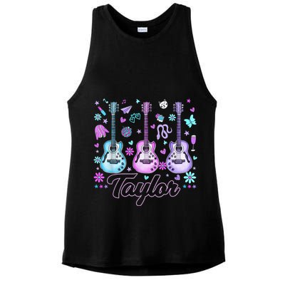 Girl Retro Taylor First Name Personalized Groovy 80'S P.i.n.k. Ladies PosiCharge Tri-Blend Wicking Tank
