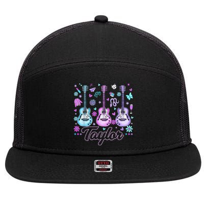 Girl Retro Taylor First Name Personalized Groovy 80'S P.i.n.k. 7 Panel Mesh Trucker Snapback Hat