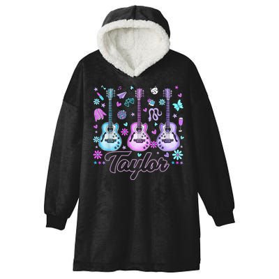 Girl Retro Taylor First Name Personalized Groovy 80'S P.i.n.k. Hooded Wearable Blanket