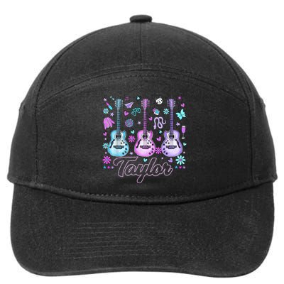 Girl Retro Taylor First Name Personalized Groovy 80'S P.i.n.k. 7-Panel Snapback Hat