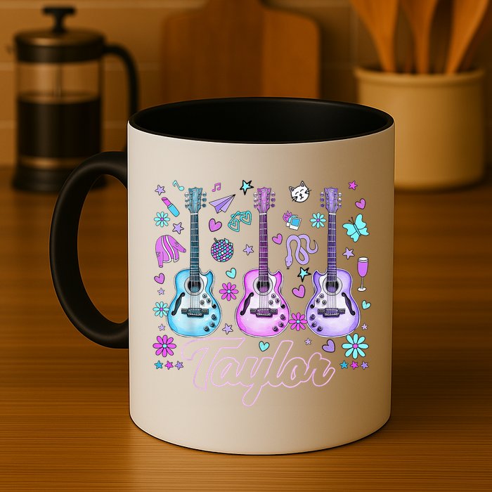 Girl Retro Taylor First Name Personalized Groovy 80'S P.i.n.k. Mug