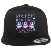 Girl Retro Taylor First Name Personalized Groovy 80'S P.i.n.k. Flatbill Hat