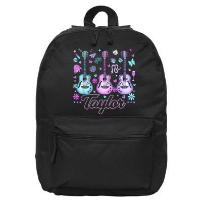 Girl Retro Taylor First Name Personalized Groovy 80'S P.i.n.k. 16 in Basic Backpack
