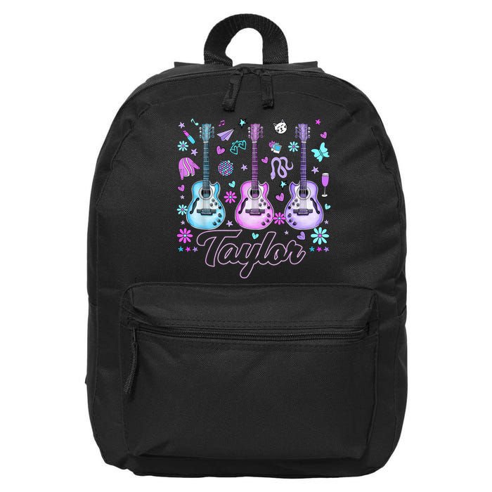 Girl Retro Taylor First Name Personalized Groovy 80'S P.i.n.k. 16 in Basic Backpack