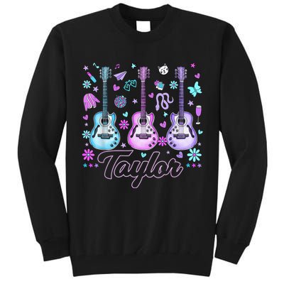 Girl Retro Taylor First Name Personalized Groovy 80'S P.i.n.k. Tall Sweatshirt