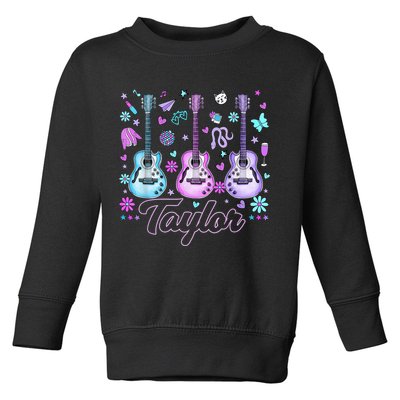 Girl Retro Taylor First Name Personalized Groovy 80'S P.i.n.k. Toddler Sweatshirt