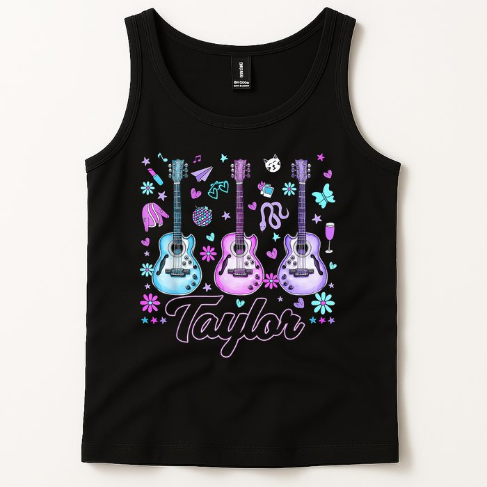 Girl Retro Taylor First Name Personalized Groovy 80'S P.i.n.k. Tank Top
