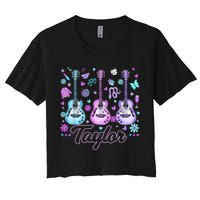 Girl Retro Taylor First Name Personalized Groovy 80'S P.i.n.k. Crop Top