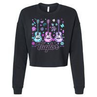 Girl Retro Taylor First Name Personalized Groovy 80'S P.i.n.k. Cropped Pullover Crew