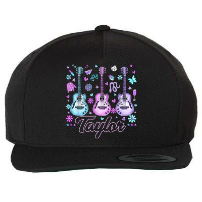 Girl Retro Taylor First Name Personalized Groovy 80'S P.i.n.k. Wool Snapback Cap