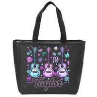 Girl Retro Taylor First Name Personalized Groovy 80'S P.i.n.k. Zip Tote Bag